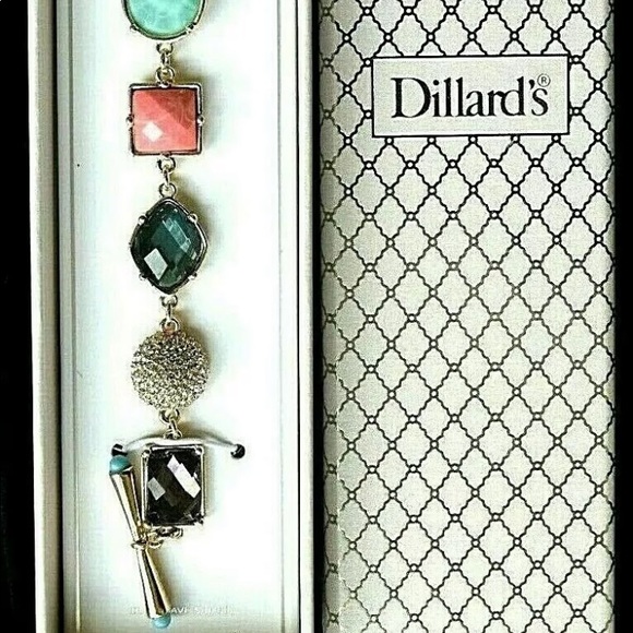 NEW bracelet Multicolor crystals toggle gold tone approx 8" long PRETTY, NIB - Picture 1 of 5